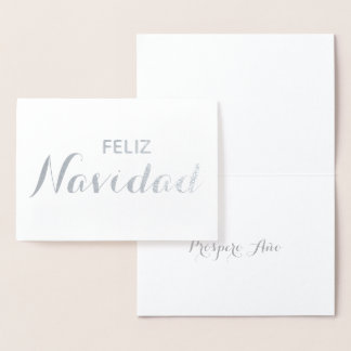 Cartão Metalizado Feliz Navidad Año Espanhol Script Natal