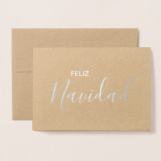 Cartão Metalizado Feliz Navidad Elegante Espanhol Feliz Natal