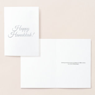 Cartão Metalizado Feliz script personalizado tipografia de Hanukkah
