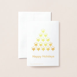 Cartão Metalizado Felizes Férias Neves Estrelas Árvore Natal