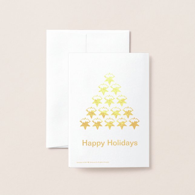 Cartão Metalizado Felizes Férias Neves Estrelas Árvore Natal (Traseira com Envelope)