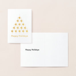 Cartão Metalizado Felizes Férias Neves Estrelas Árvore Natal