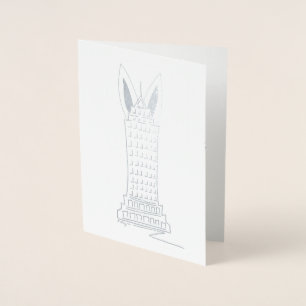 Cartão Metalizado Felz pascoa NYC Skyscraper Bunny Ears Nova Iorque