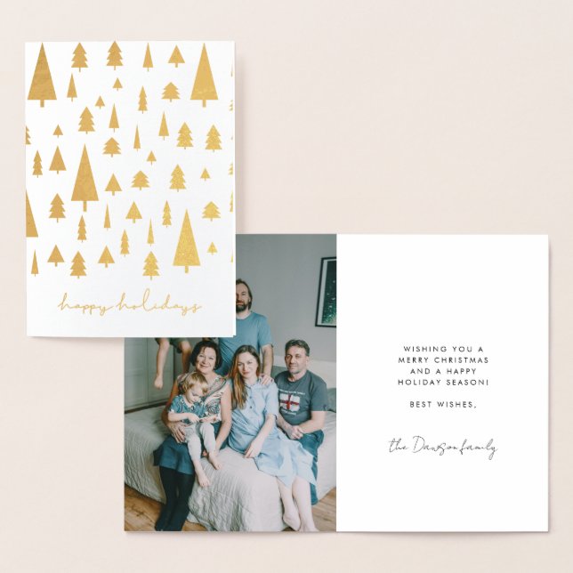 Cartão Metalizado Feriados Felizes das árvores de Natal abstrato (Exibição)