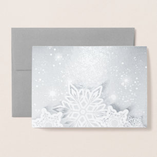 Cartão Metalizado Flocos de neve 3D