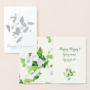 Cartão Metalizado Flor branca com algas encharcadas