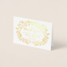 Floral Real Gold Foil Casamento Foto Obrigado