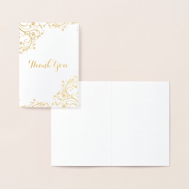 Cartão Metalizado Floral Swirl Corner Obrigado (Exibição)