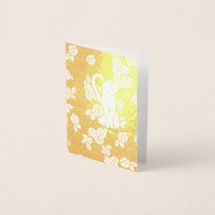 Cartão Metalizado Flores de Gatos Brancos