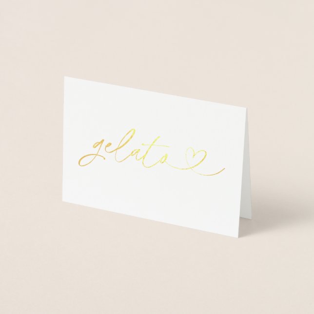 Cartão Metalizado Foil Gelato Food Label Wedding Table Card (Frente)