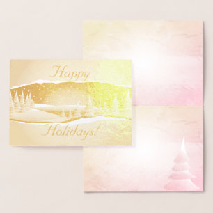 Cartão Metalizado Foil Winter Scene Trees in the Snow Christmas