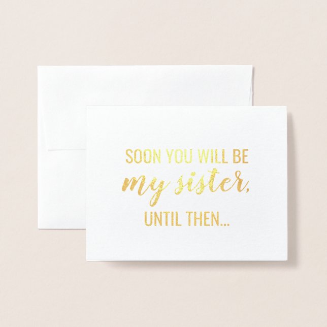 Cartão Metalizado Folha de Ouro | Dama de honra engraçada ou madrinh (Frente com envelope)