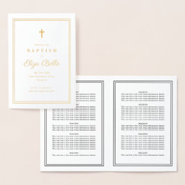 Cartão Metalizado Folha de Ouro do Programa Clássico de Batismo Reli