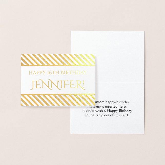 Cartão Metalizado Folha de Ouro Lançada "Feliz Aniversário, Jennifer (Exibição)