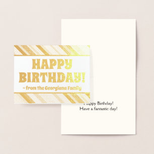 Cartão Metalizado Folha Dourado lunática "FELIZ ANIVERSARIO!" Cart