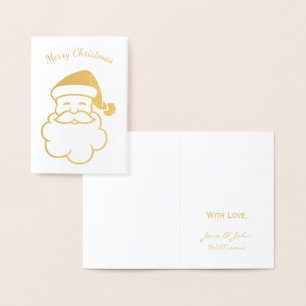 Cartão Metalizado Folha Dourado Papai Noel da tipografia do Feliz