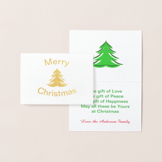 Cartão Metalizado Folha Feliz Árvore de Natal 3x5Natal Folheto (Exibição)