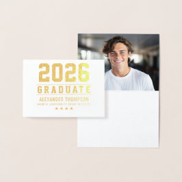 Cartão Metalizado Formando Modern 2023 Personalizado Foto Dourada