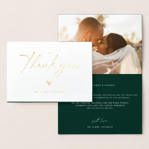 Cartão Metalizado Foto De Casamento Do Modern Boho - Obrigado