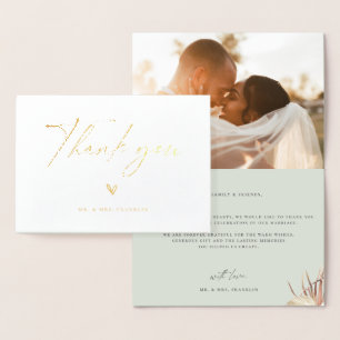Cartão Metalizado Foto De Casamento Do Modern Boho - Obrigado