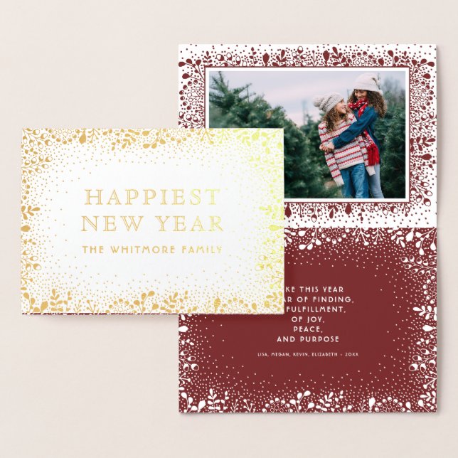 Cartão Metalizado Foto de Feriado de Ramais Congelados (Exibição)