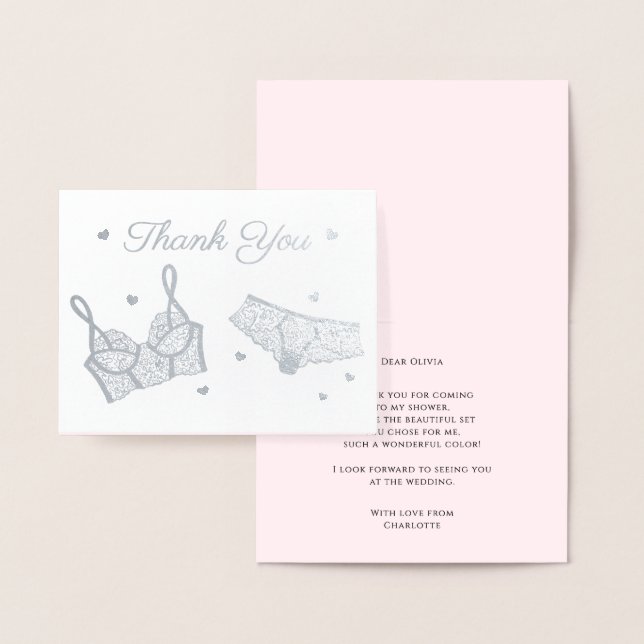 Cartão Metalizado Foto do Chá de panela de lingerie Obrigado (Display)