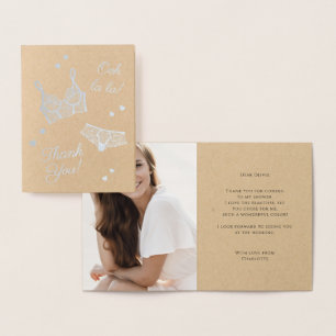 Cartão Metalizado Foto do Chá de panela de lingerie Obrigado