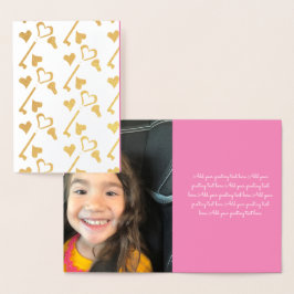 Cartão Metalizado Foto do dia de os namorados com Chave de Corações