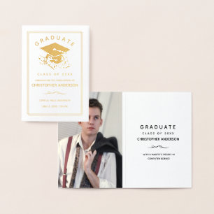 Cartão Metalizado Foto do roteiro do diploma do boné de formatura