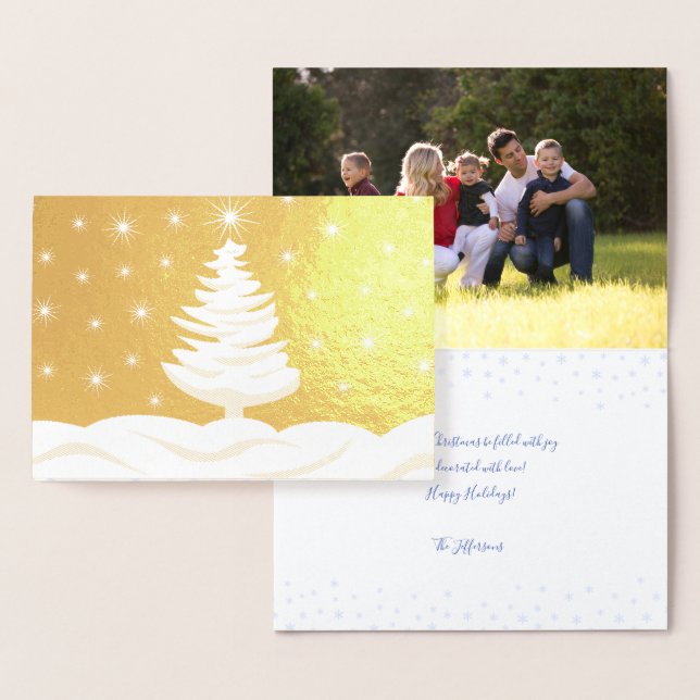 Cartão Metalizado Foto do Sky Star Noite de Árvore de Natal (Exibição)