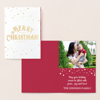 Cartão Metalizado Foto Elegante Vermelho Natal Ouro/Prata