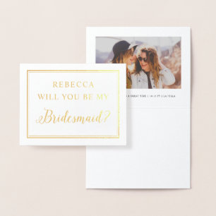 Cartão Metalizado Foto Gold Foil Você Será Minha Porta-Malas