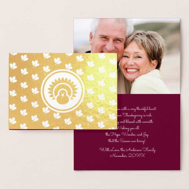 Cartão Metalizado Foto personalizada | Folhas de outono, Ação de Gra (Exibição)