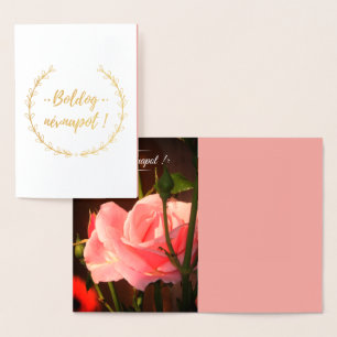 Cartão Metalizado Foto rosa rosa rosa rosa - Nome húngaro - luxo