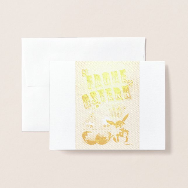 Cartão Metalizado Frohe Ostern (Frente com envelope)