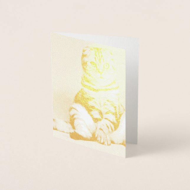 Cartão Metalizado Gatinho Bonito Desenterrado (Frente)