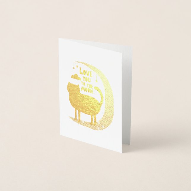 Cartão Metalizado Gato na lua (Frente)