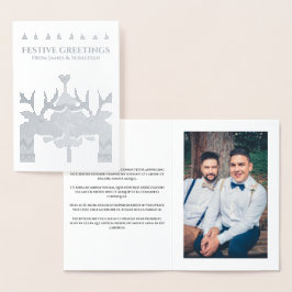 Cartão Metalizado Gay de Reindeer escandinavo personalizado Natal