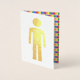 Cartão Metalizado Gay LGBTQ - Silhueta e Homens Arco-íris