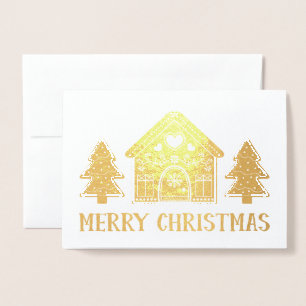 Cartão Metalizado Gingercake House Gold Foil Feliz Natal