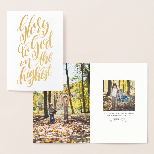 Cartão Metalizado Glória a Deus, religioso, dia de Natal (Exibição)