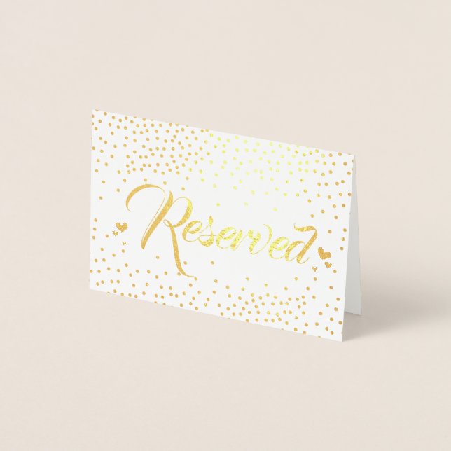 Cartão Metalizado Gold Foil Confetti Reservado (Frente)