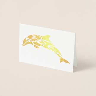 Cartão Metalizado Gold Foil Dolphin Notecard