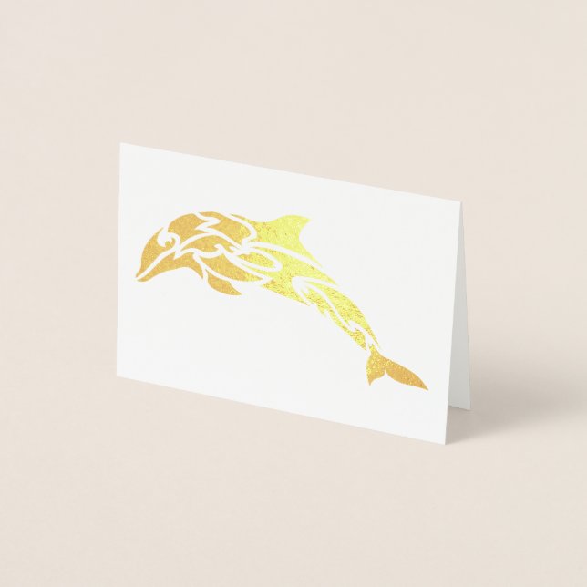 Cartão Metalizado Gold Foil Dolphin Notecard (Frente)