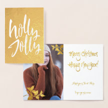 Gold Foil Holly Jolly Natal Sua Dentro FOTO