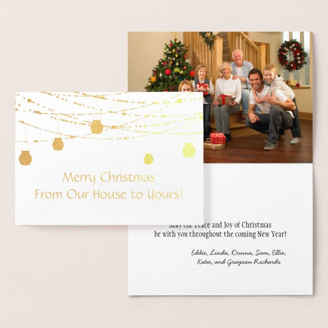 Cartão Metalizado Gold Foil Mason Jar String Lights (Exibição)