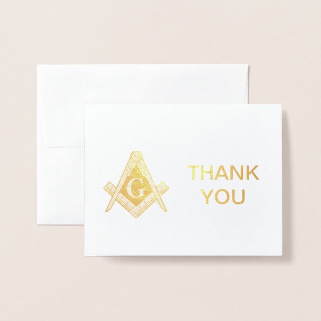 Cartão Metalizado Gold Foil Masonic Freemasonry Obrigado (Frente com envelope)