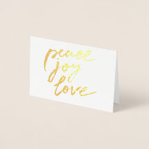 Gold Foil Peace Joy Love Holiday Photo