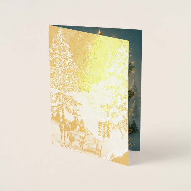 Cartão Metalizado  Goldenes Initial  G mit Weihnachtsmann und Krone (Frente)