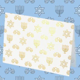 Cartão Metalizado Hanukkah Menorah Foil Card